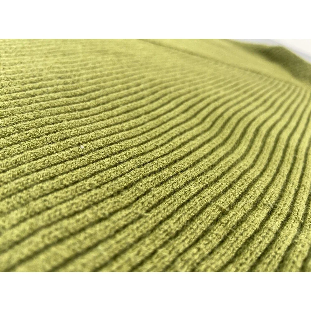 J Jill XL Green Textured Knit Sweater Long Sleeve Cotton Blend Top Drop Shoulder